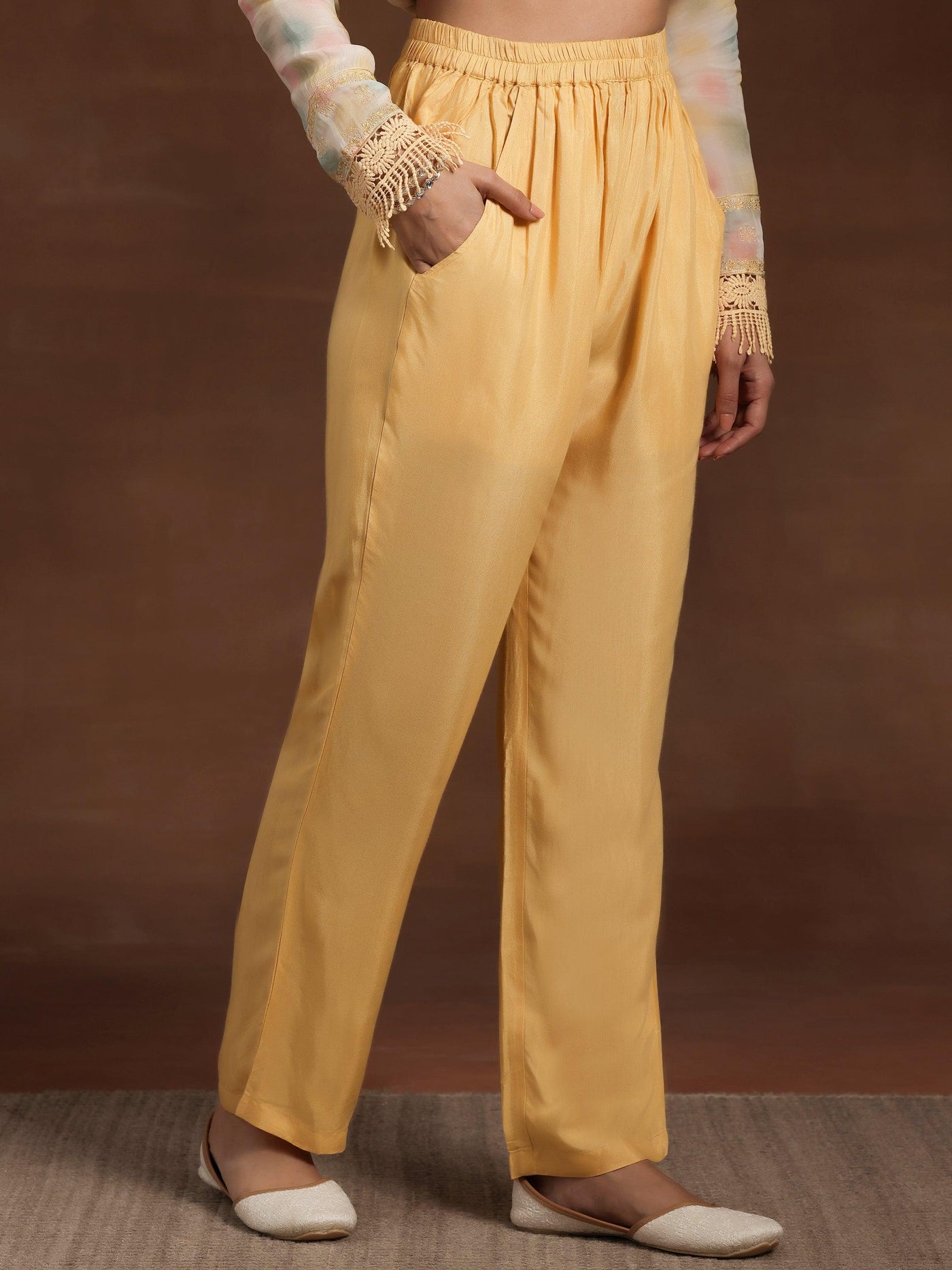 Yellow Embroidered Organza Straight Suit With Dupatta - Libas