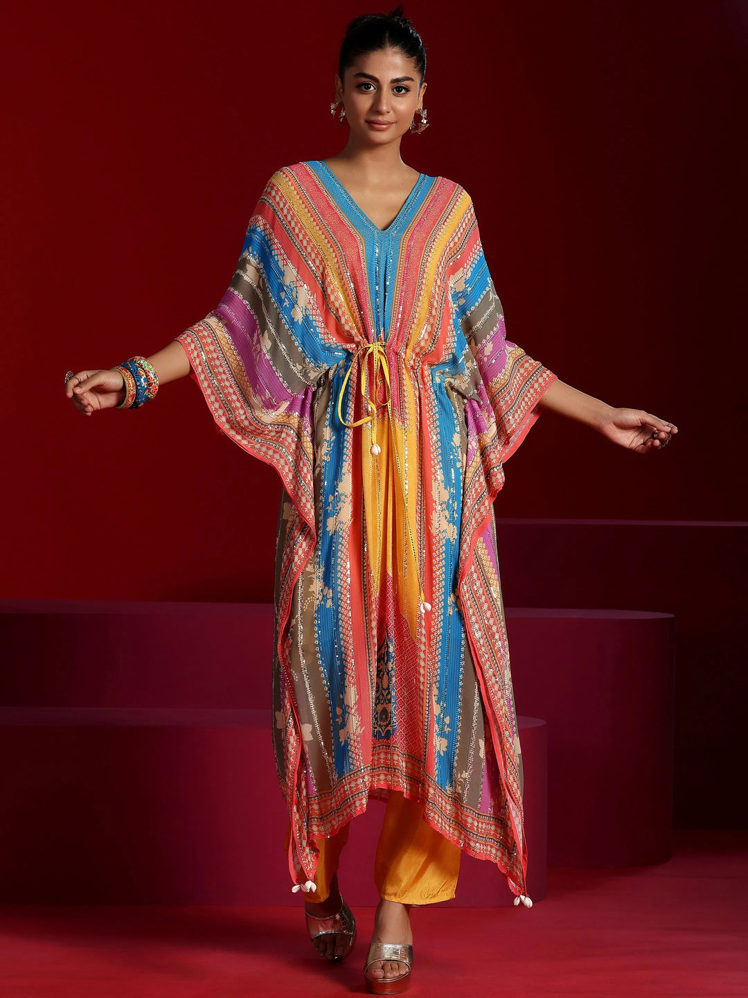  Libas Art Multi Printed Poly Georgette 3 Piece Co-Ords 