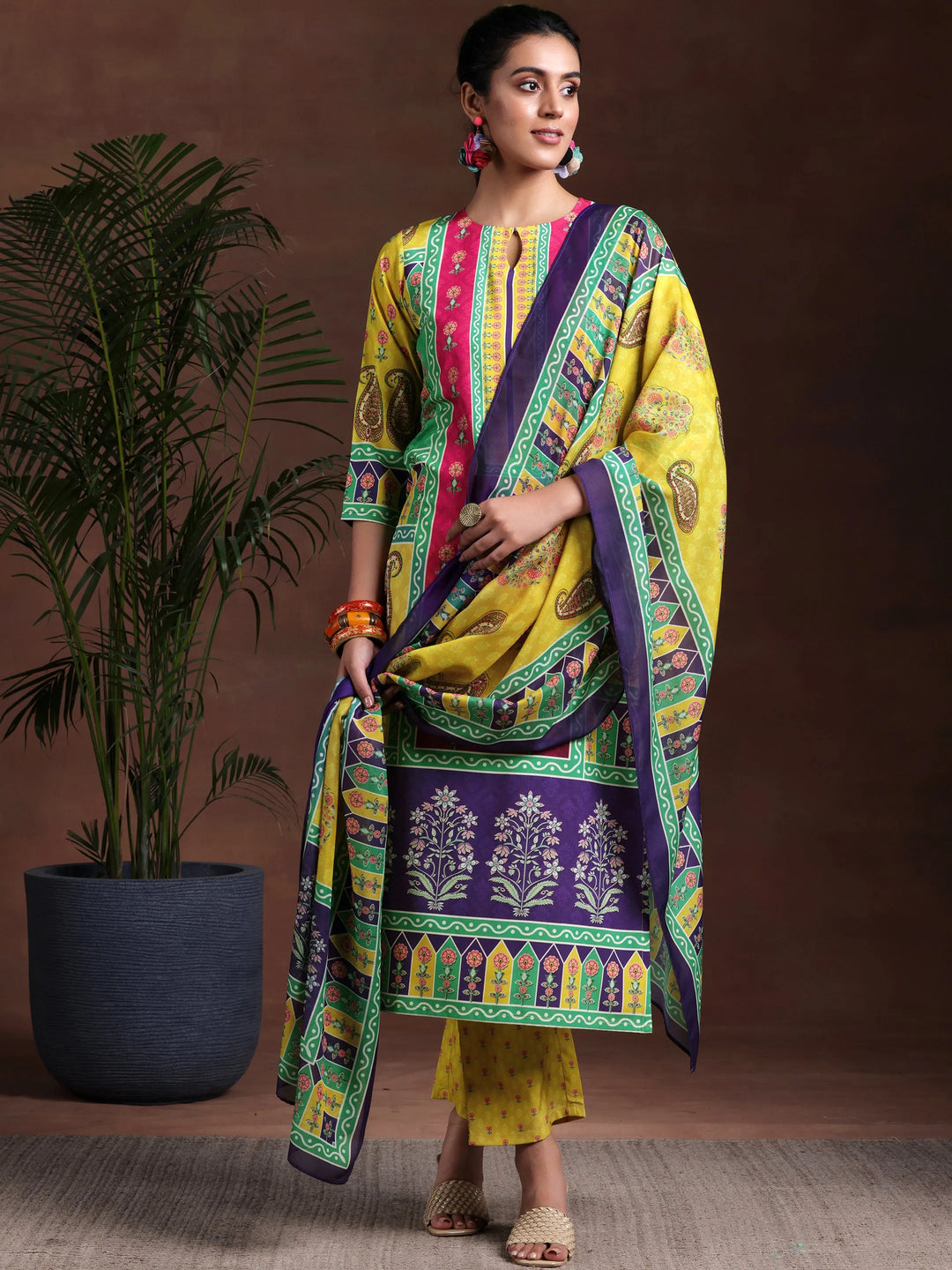  Multi Printed Poly Crepe Straight Suit With Dupatta 