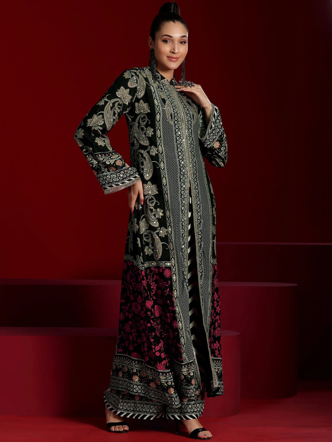  Libas Art Black Printed Muslin Co-Ords 