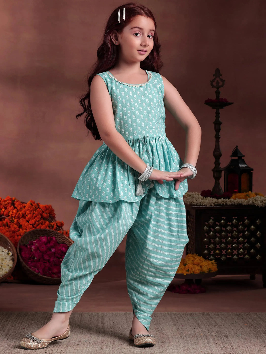  Kids Blue Printed Cotton Co-Ords 