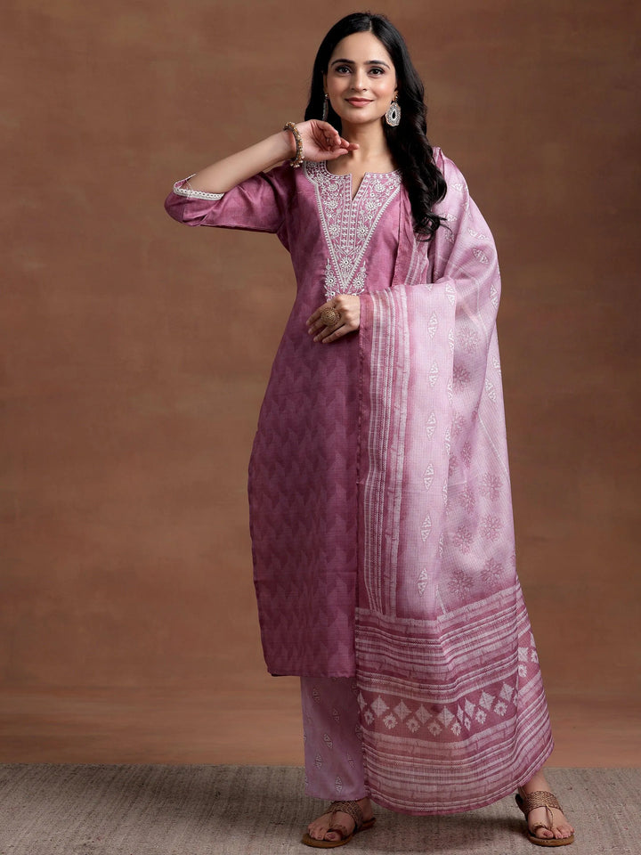 Pink Yoke Design Cotton Straight Suit With Dupatta - Libas