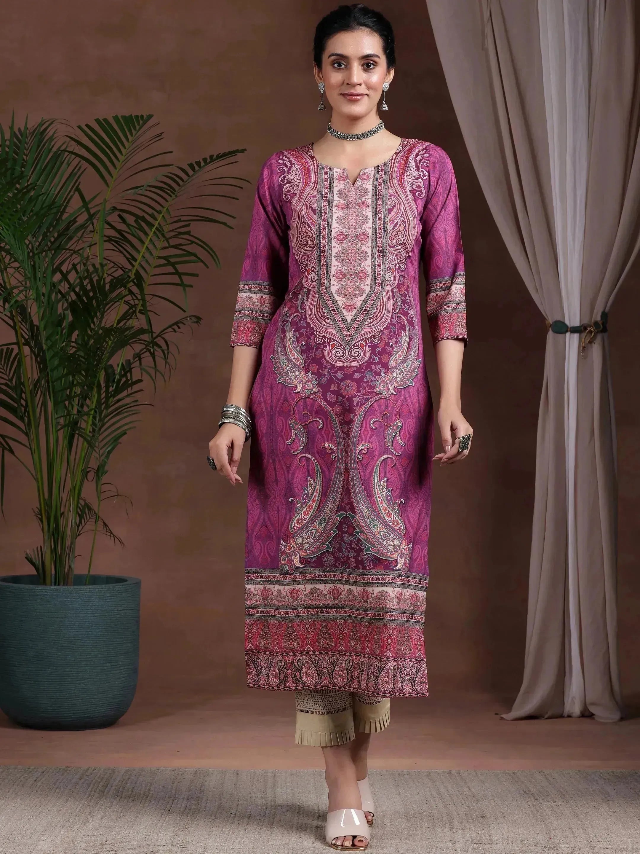 libas Mauve Printed Crepe Straight Kurta-picture-53