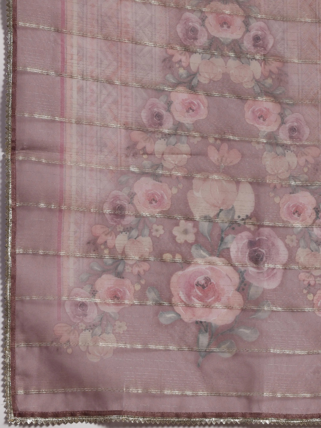 Pink Printed Organza Straight Suit With Dupatta - Libas 