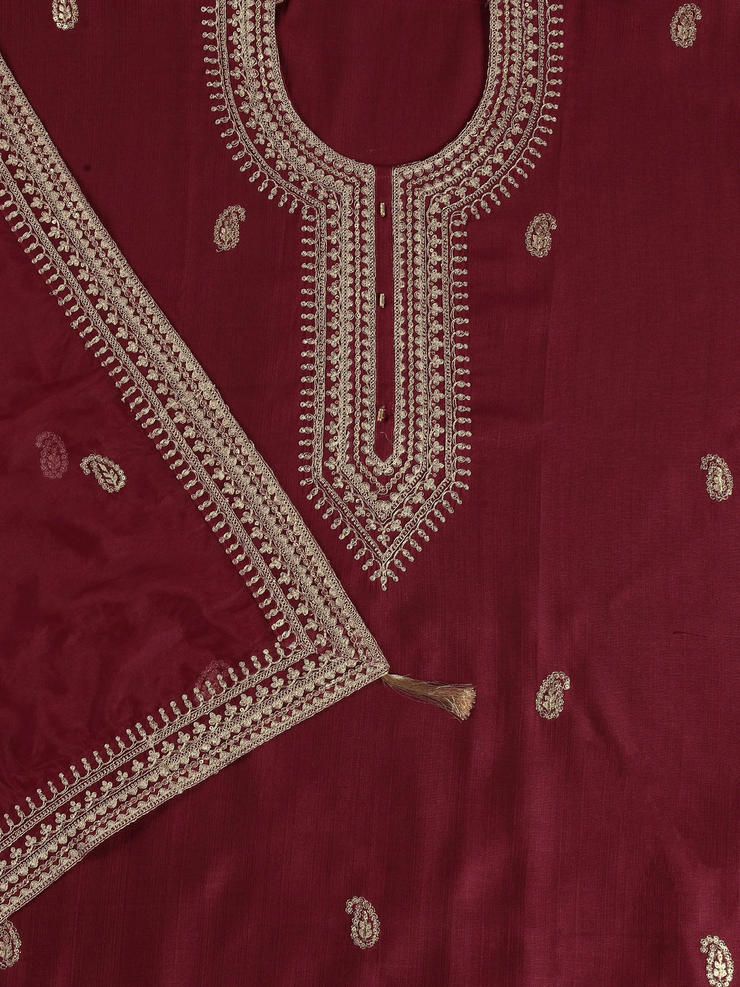 Pink Embroidered Cotton Blend Dress Material With Dupatta 