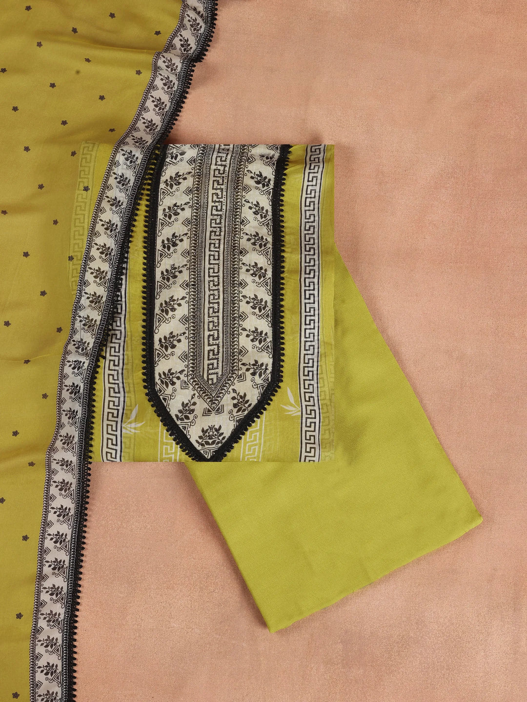  Yellow Printed Organza Dress Material With Dupatta 