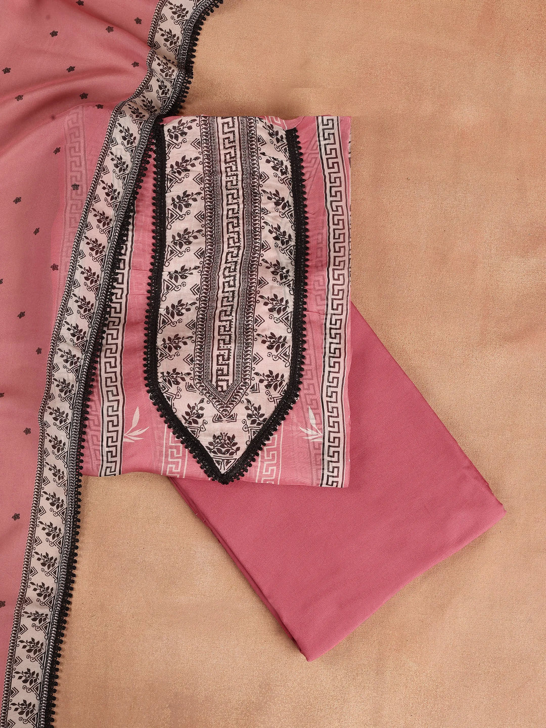  Coral Printed Organza Dress Material With Dupatta 