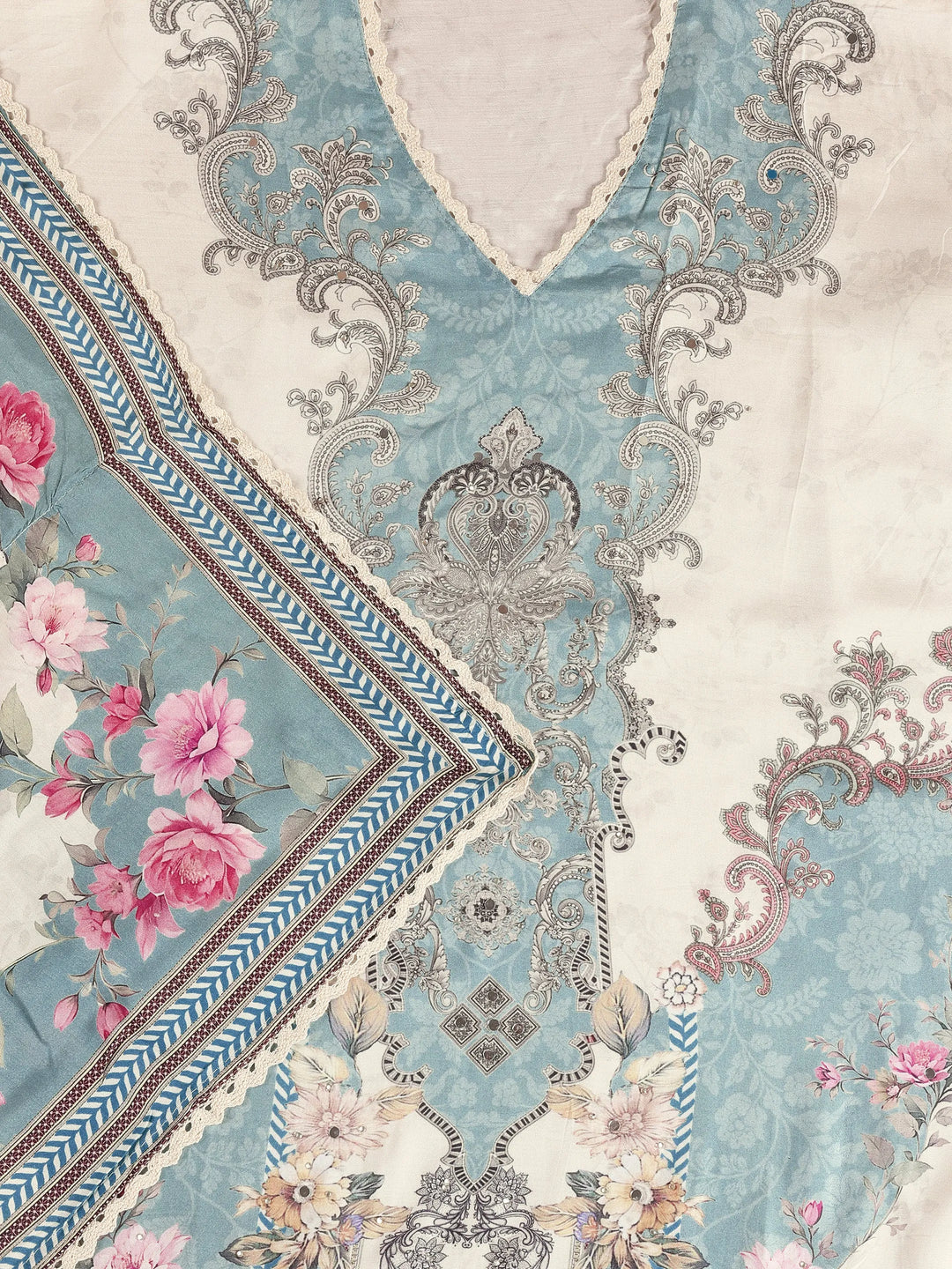  Multicoloured Printed Muslin Dress Material With Dupatta 
