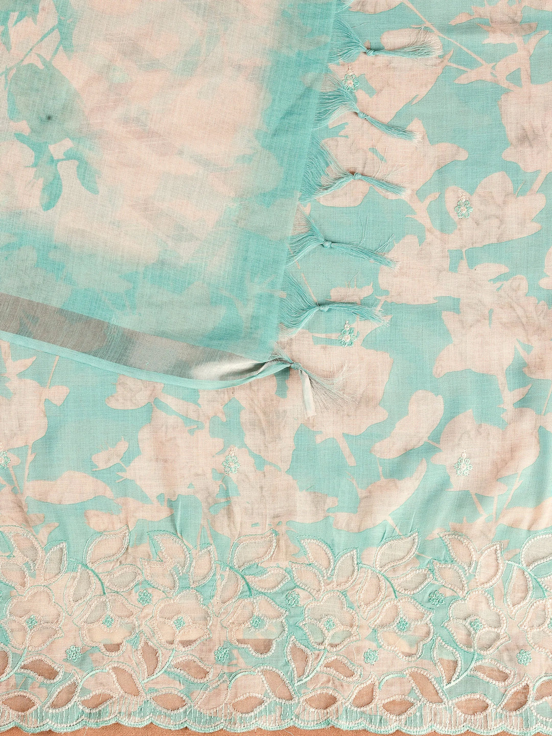  Blue Embroidered Cotton Blend Dress Material With Dupatta 