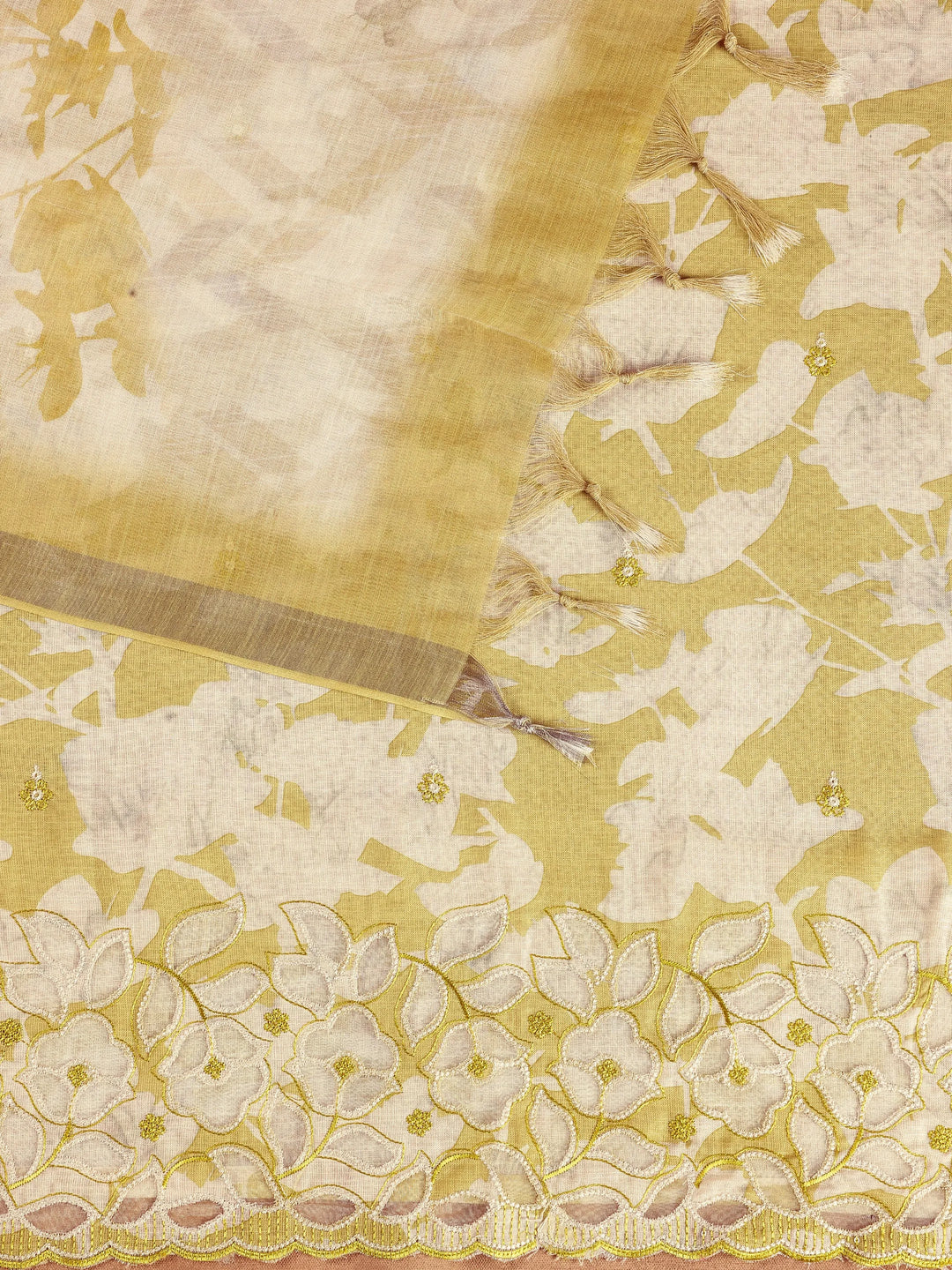  Mustard Embroidered Cotton Blend Dress Material With Dupatta 
