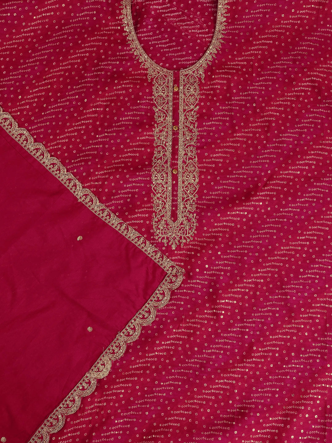  Pink Embroidered Silk Blend Dress Material With Dupatta 