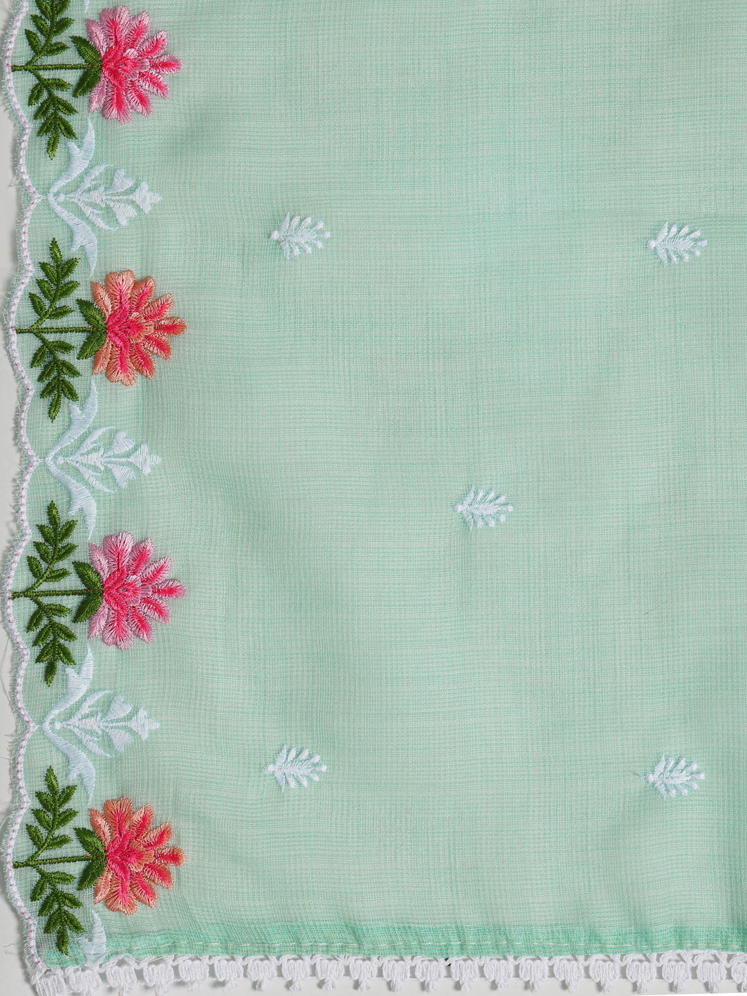  Green Embroidered Silk blend Dress Material With Dupatta 