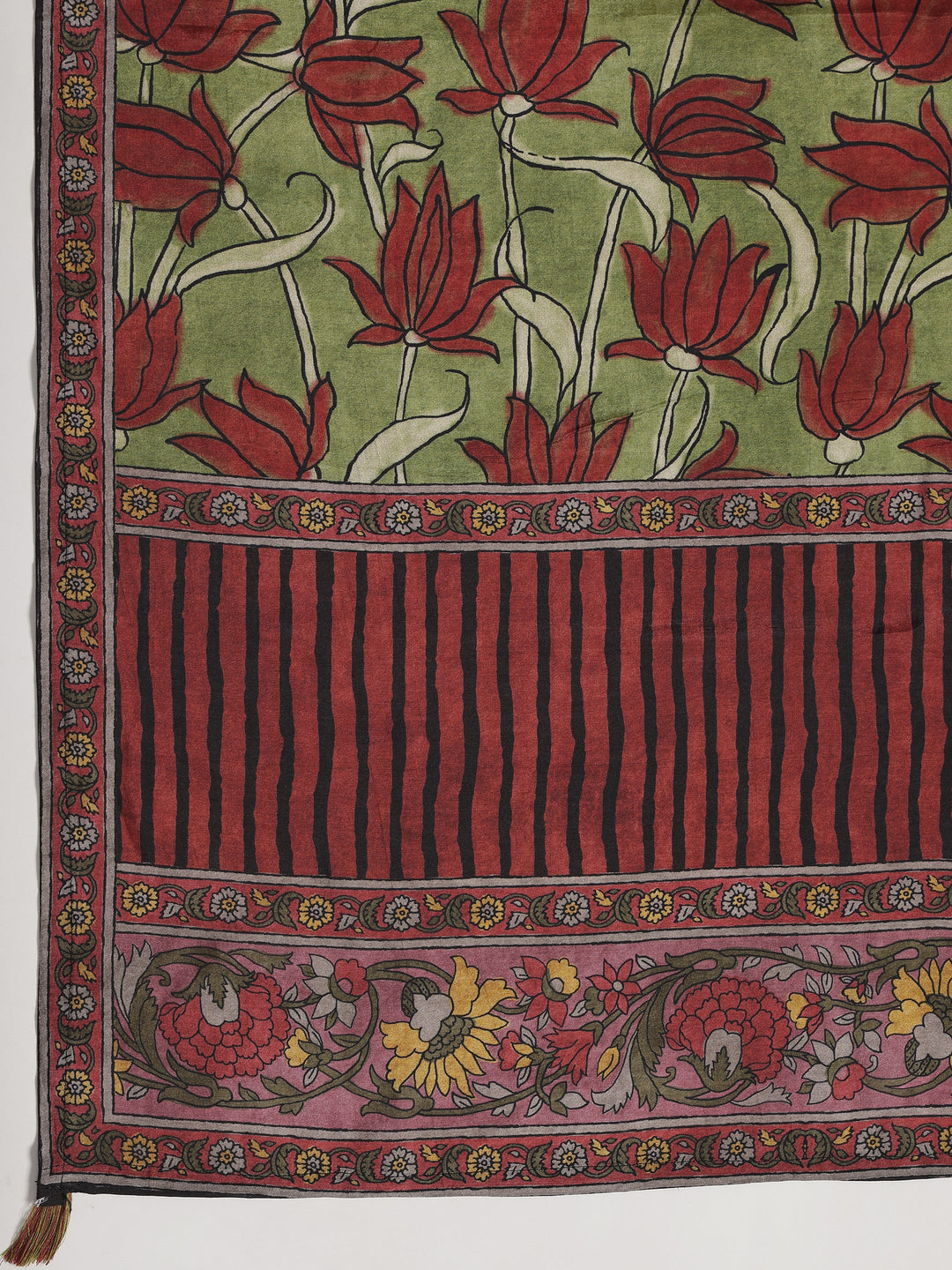  Olive Printed Muslin Dress Material With Dupatta 
