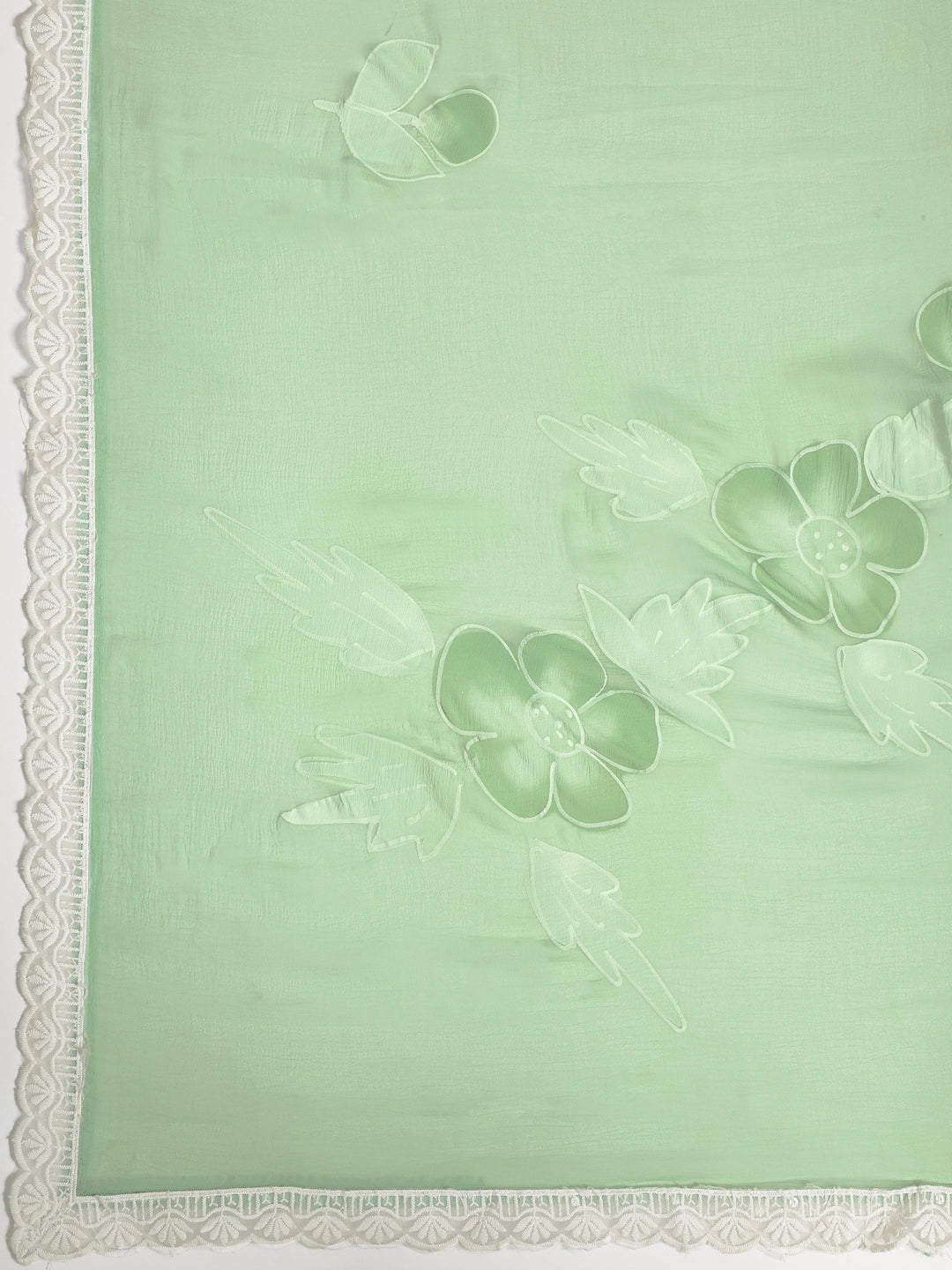  Green Embroidered Organza Dress Material With Dupatta 