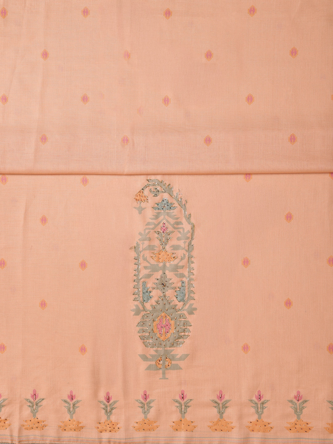  Pink Embellished Cotton Blend Dress Material With Dupatta 