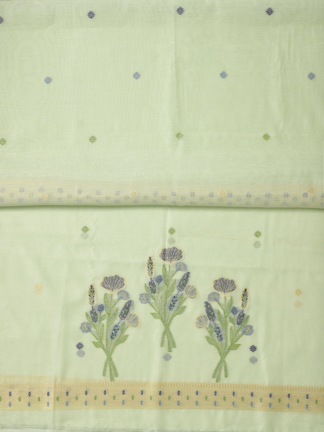 Green Woven Design Silk blend Dress Material With Dupatta 