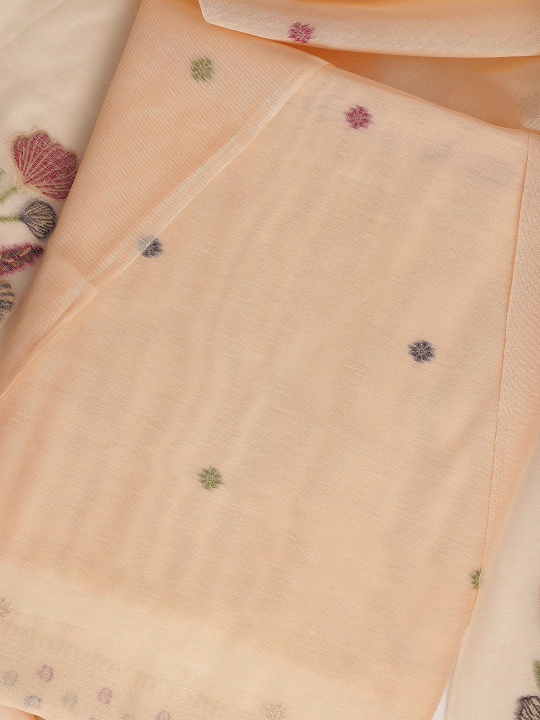  Peach Woven Design Silk blend Dress Material With Dupatta 