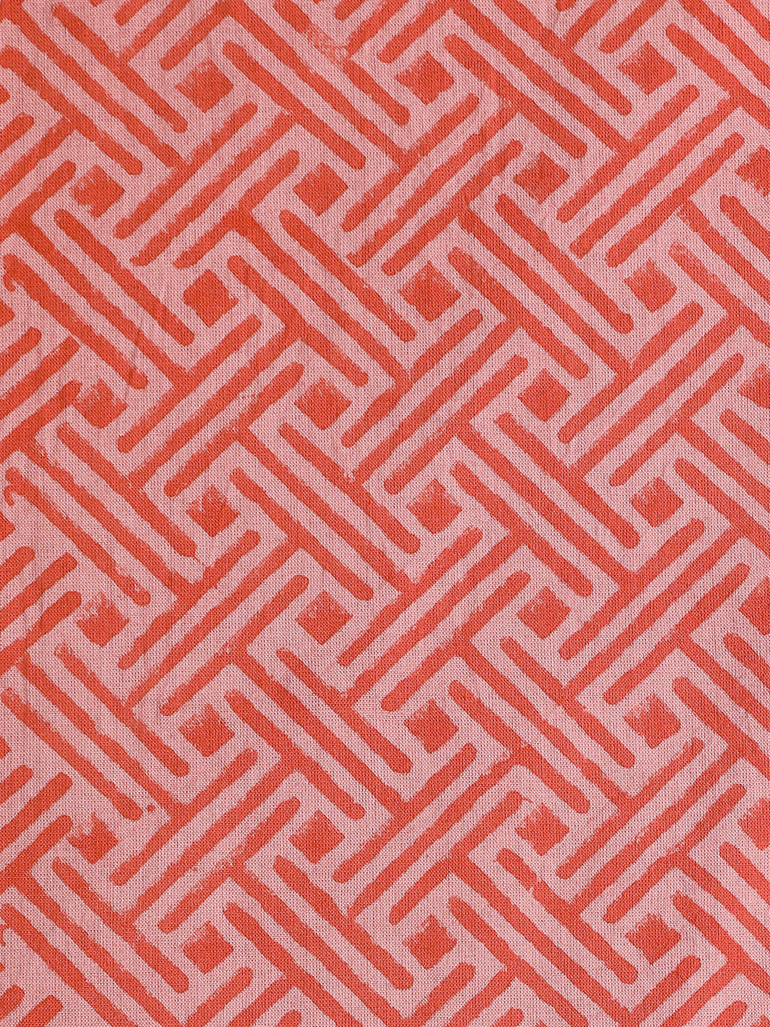  Red Geometric Printed Cotton Dress Material With Dupatta 