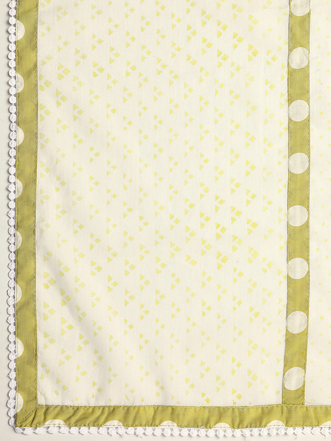  Green Geometric Printed Cotton Dress Material With Dupatta 