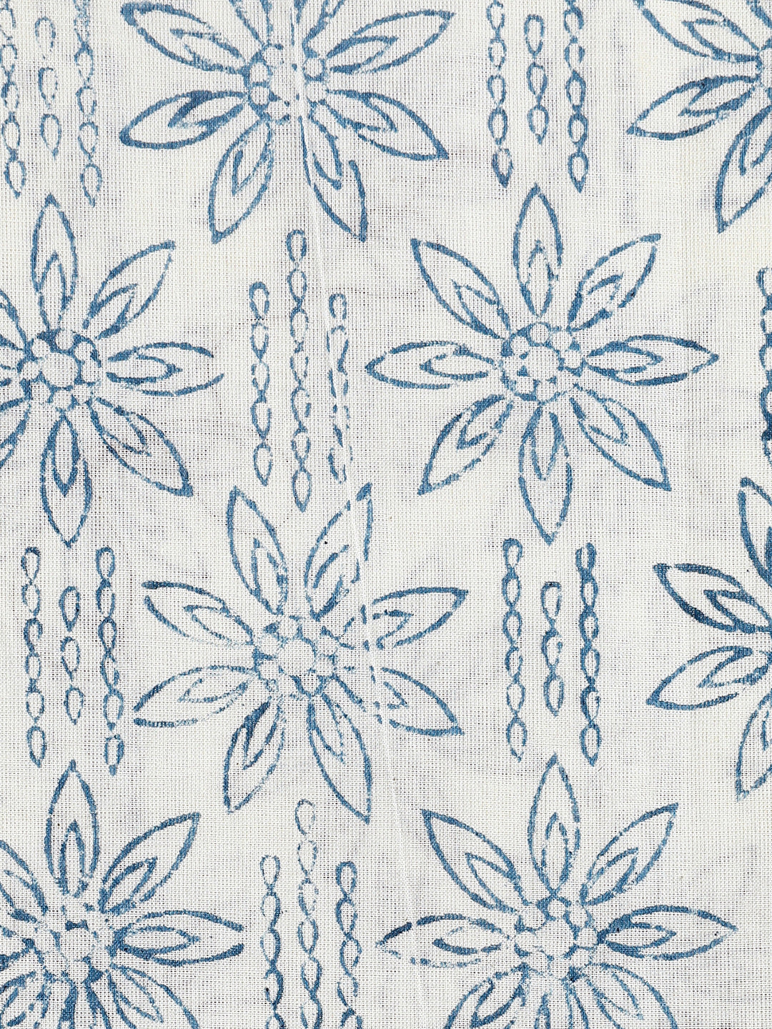  Blue Floral Printed Cotton Dress Material With Dupatta 