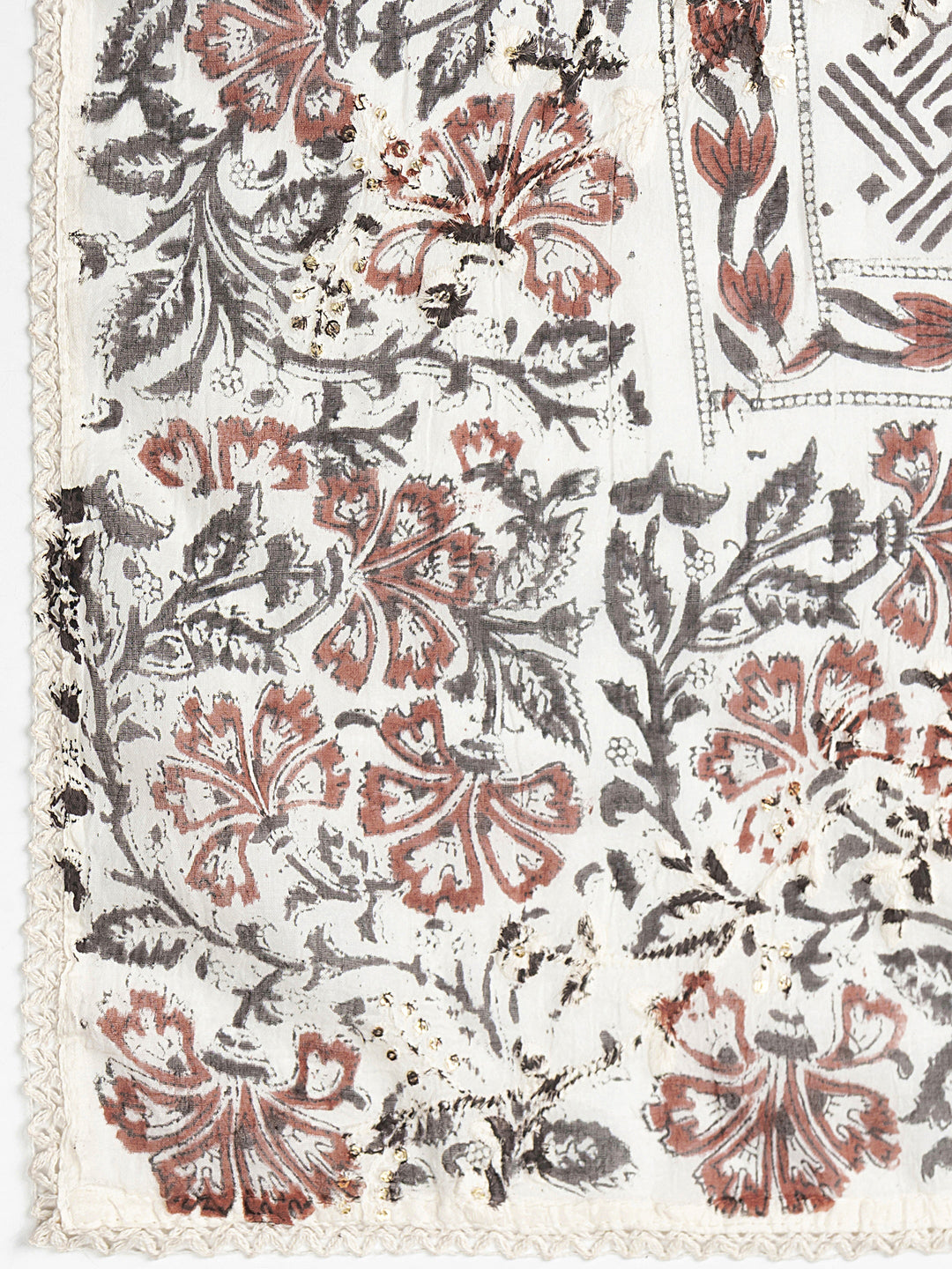  Black Floral Printed Cotton Dress Material With Dupatta 