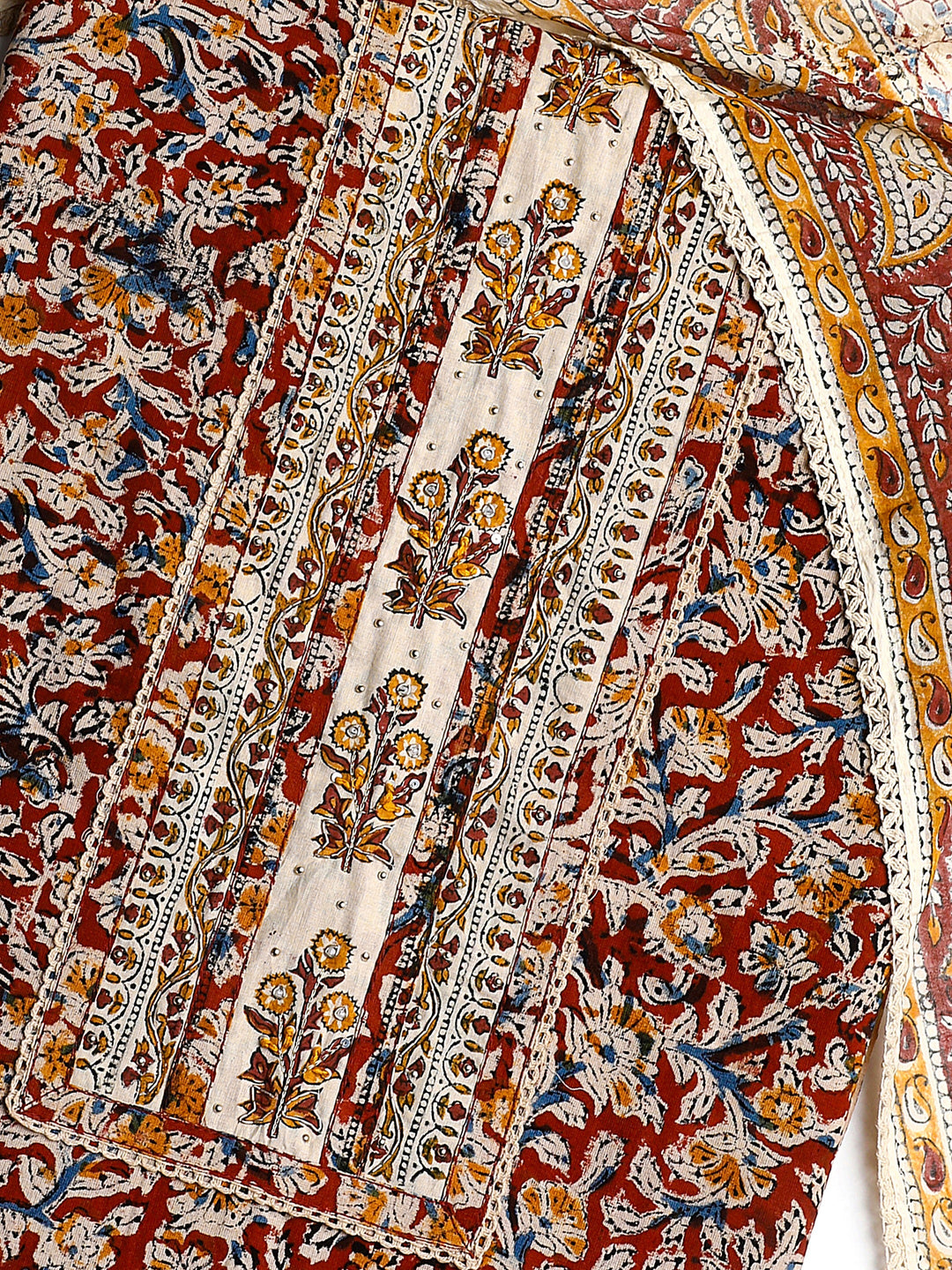  Multi Floral Printed Cotton Dress Material With Dupatta 