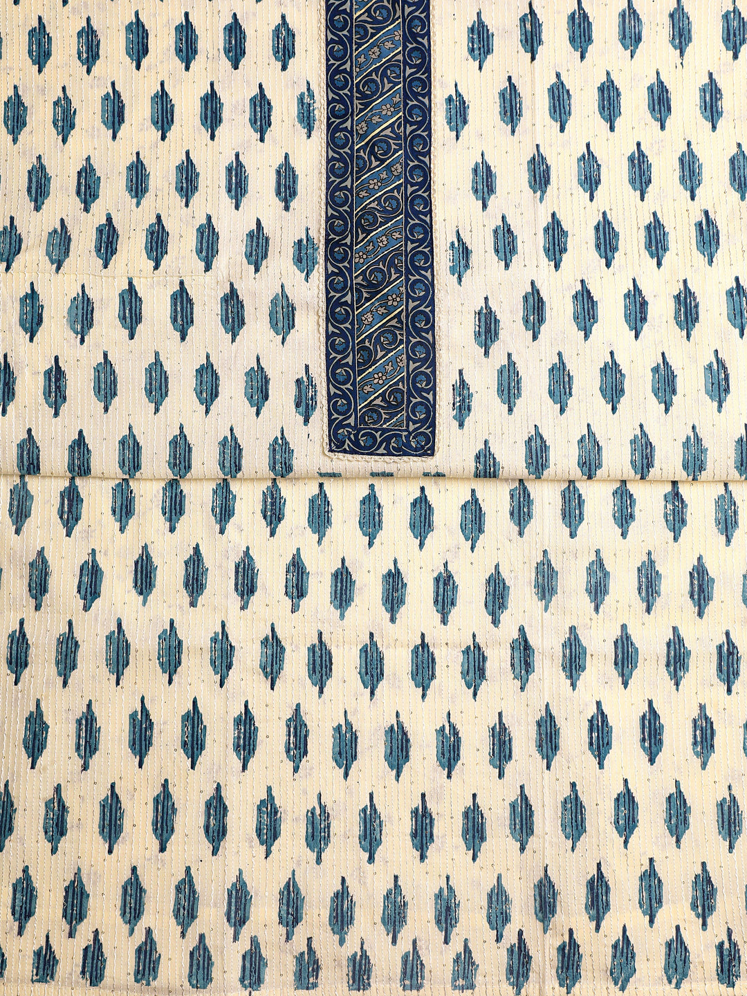  Off White Ethnic Motif Printed Cotton Dress Material With Dupatta 