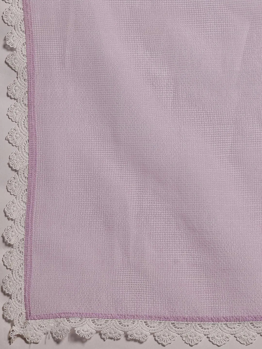 Lavender Embroidered Cotton Straight Suit With Dupatta - Libas 