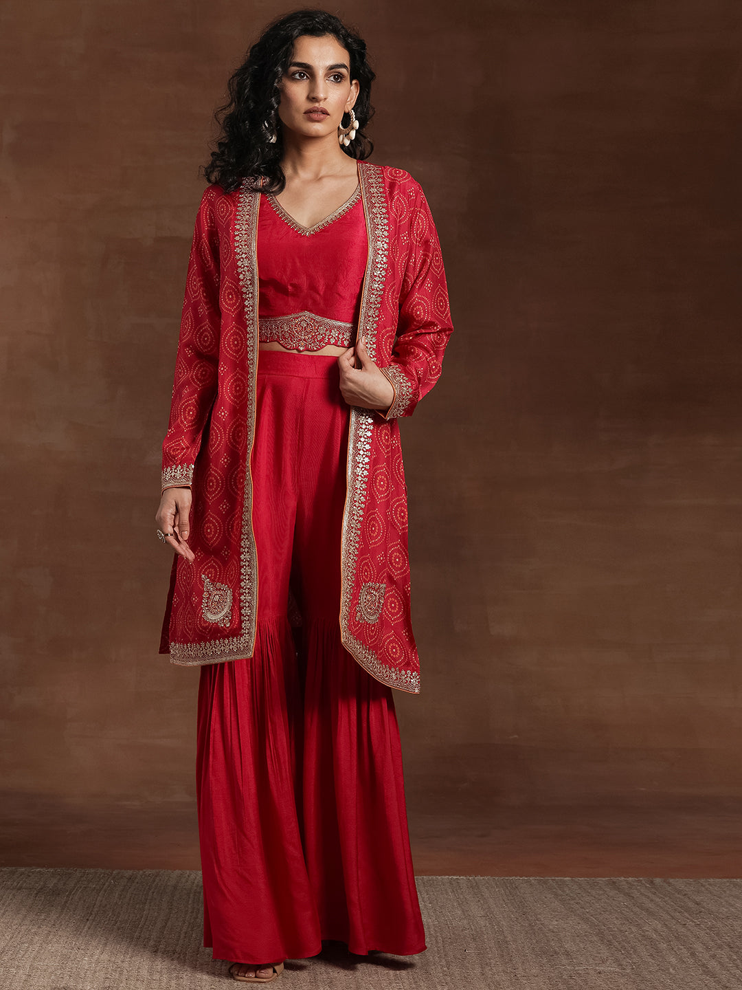  Pink Embroidered Silk Blend Co-Ords 