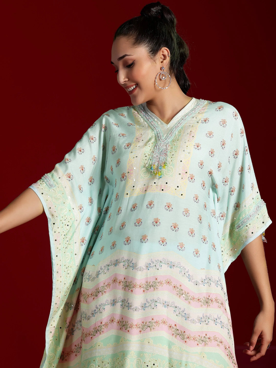  Libas Art Blue Printed Silk Blend Co-Ords 