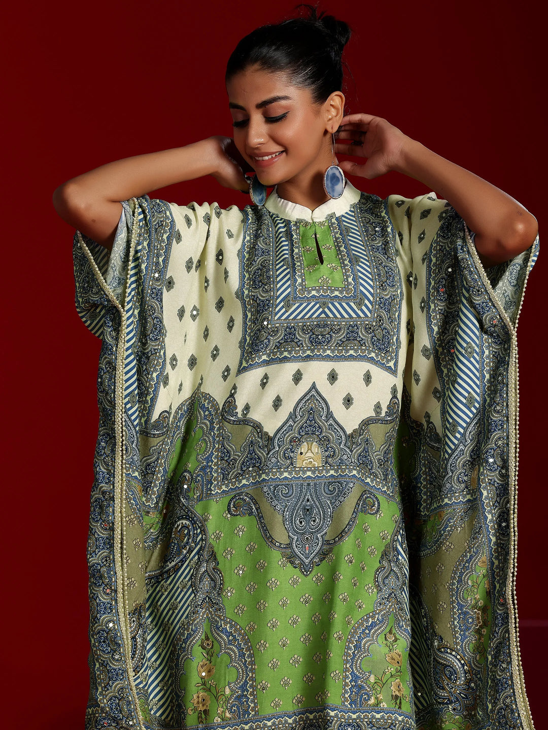  Libas Art Off White Printed Muslin Co-Ords 