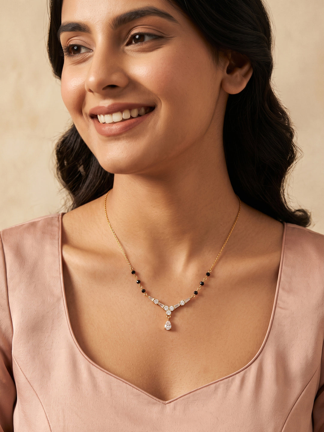  Libas Tear Drop Design 18K Gold Plated Mangalsutra 