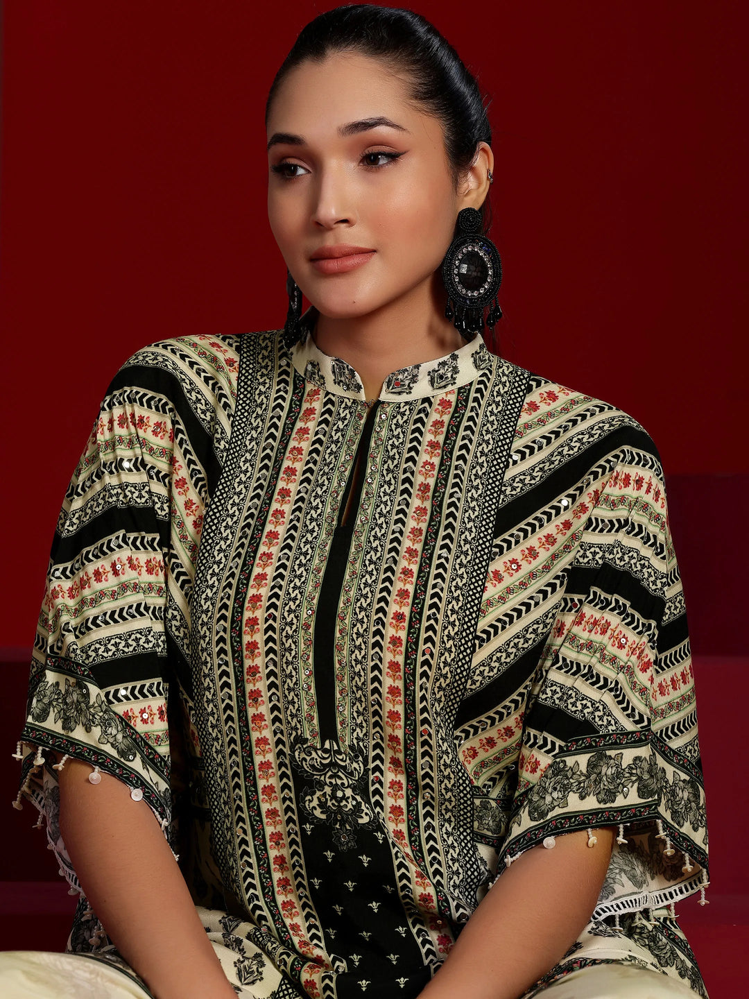  Libas Art Off White Printed Silk Blend Co-Ords 