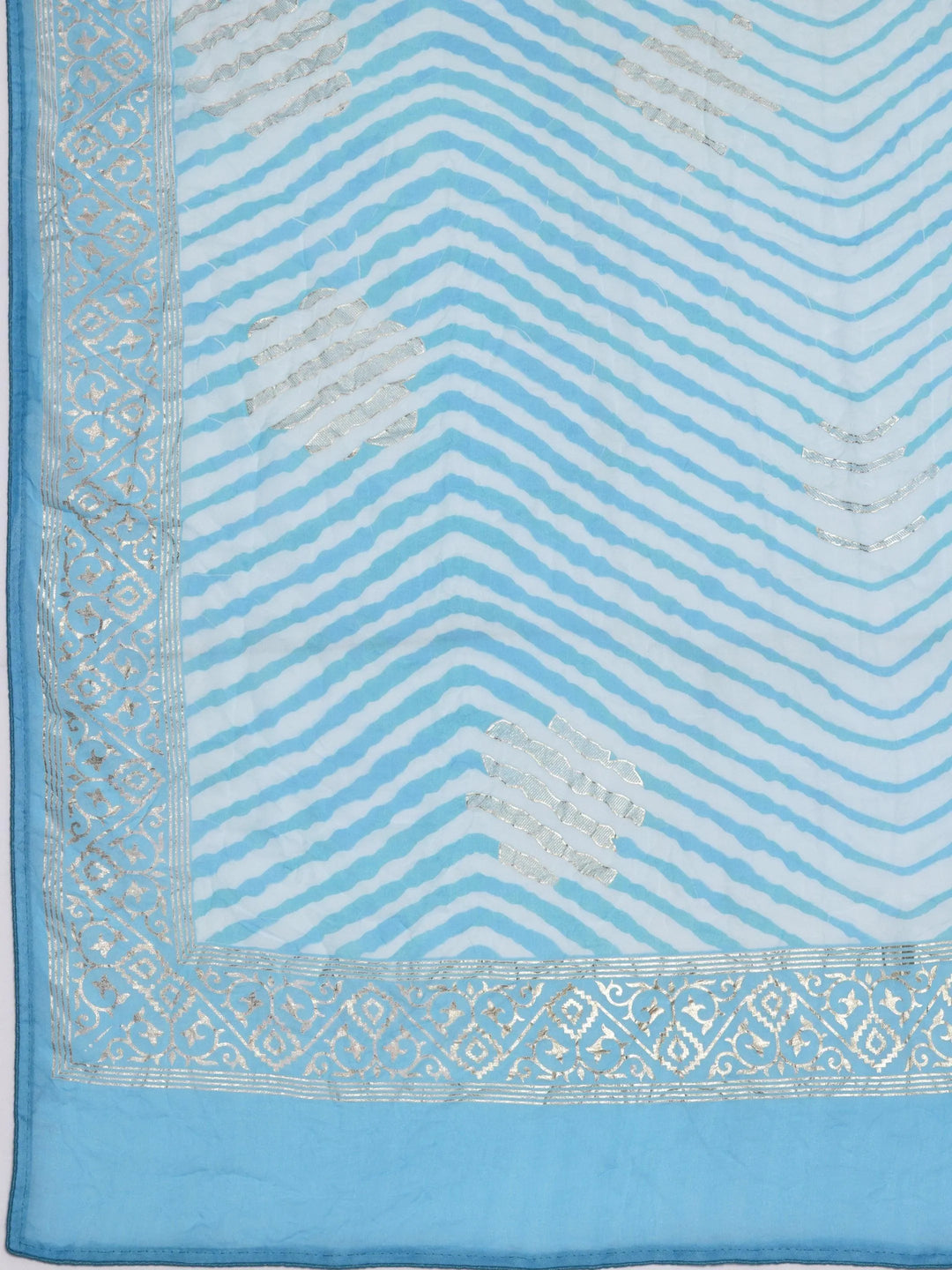 Blue Printed Poly Georgette Saree With Unstitched Blouse Piece - Libas 