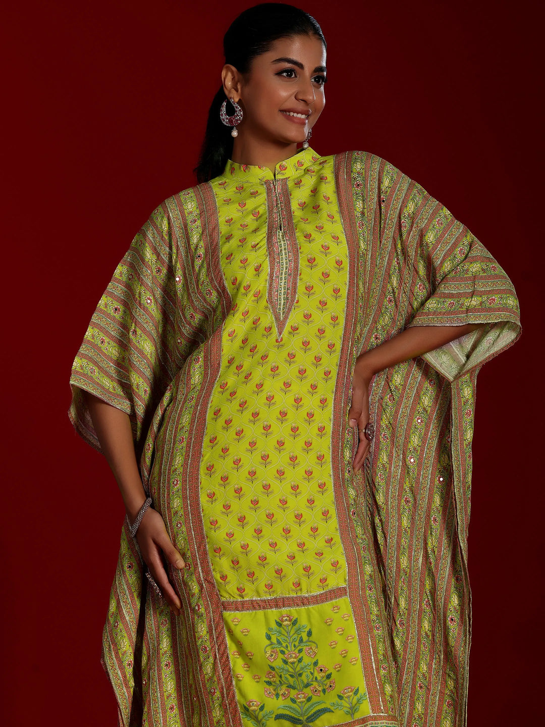  Libas Art Lime Printed Silk Blend Co-Ords 