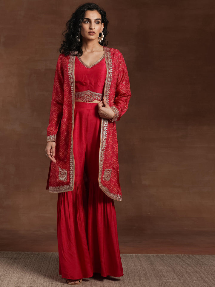Pink Embroidered Silk Blend Co-Ords - Libas