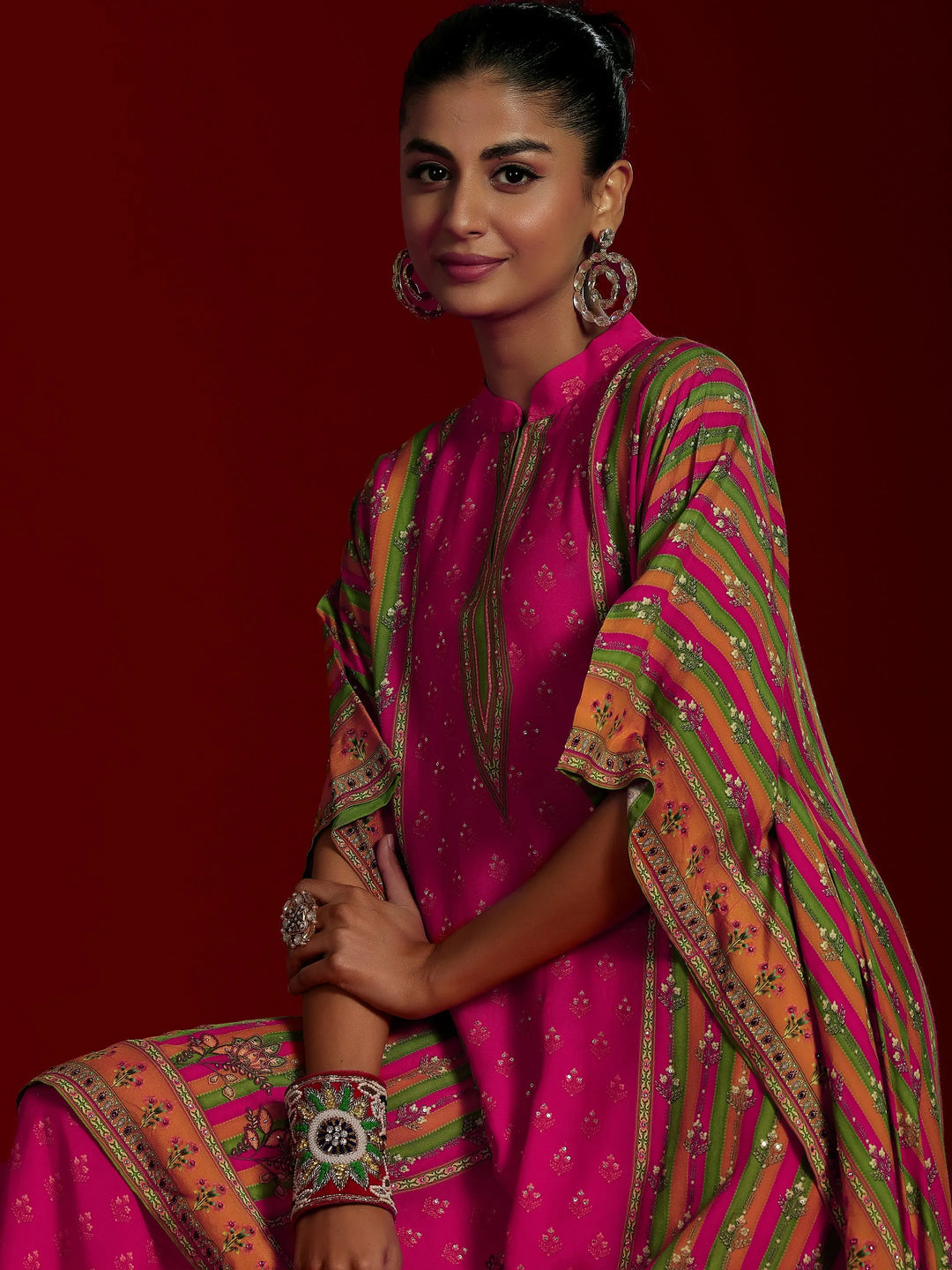  Libas Art Pink Printed Muslin Co-Ords 