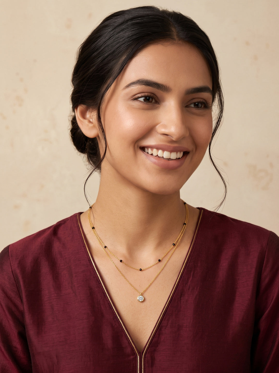  Libas Double-Layered Pearl Pendant 18K Gold Plated Mangalsutra 