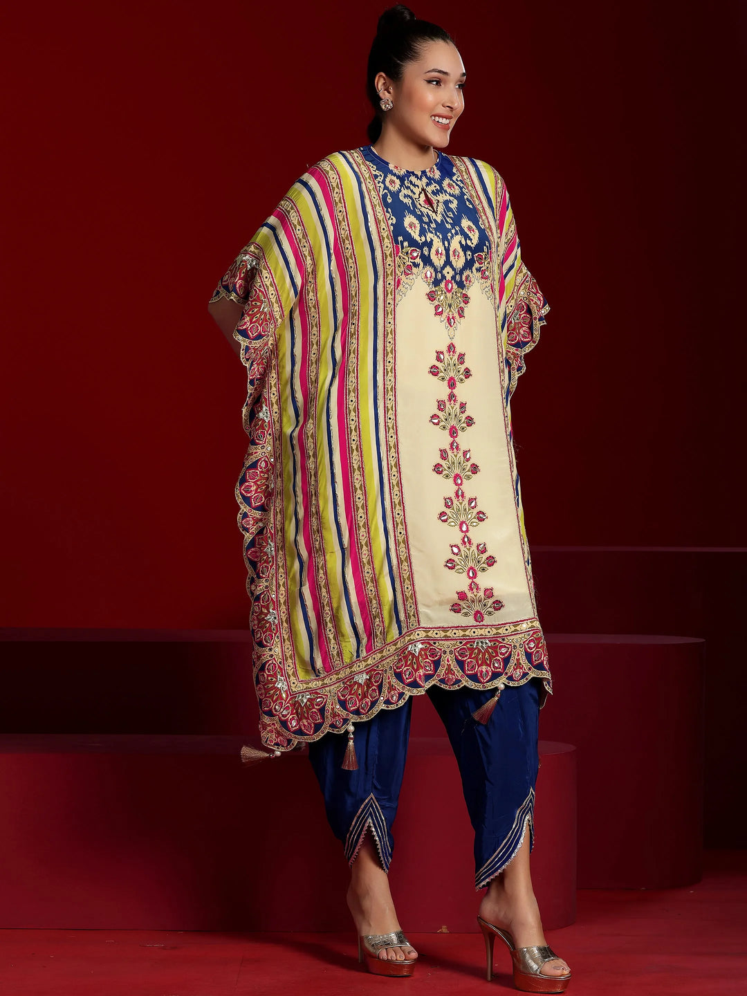  Libas Art Multi Printed Silk Blend Co-Ords 
