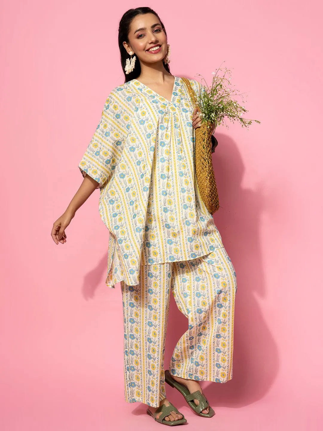 libas Cream Printed Cotton Co-Ords-picture-32