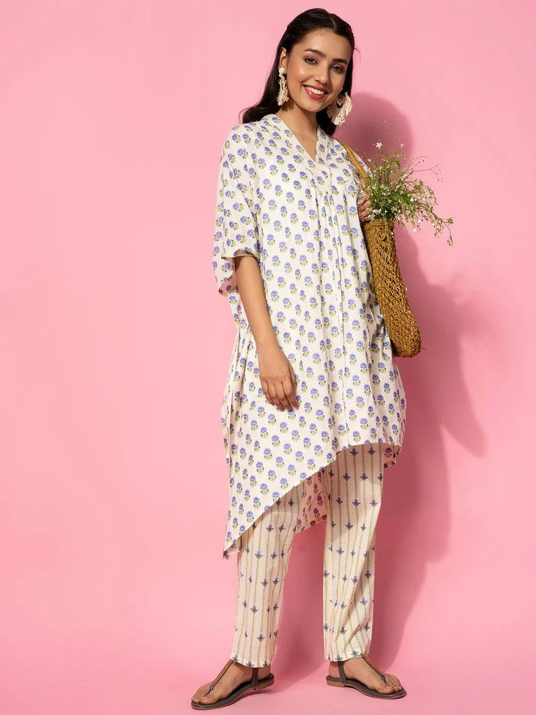 Libas Cream Printed Cotton Co-Ords