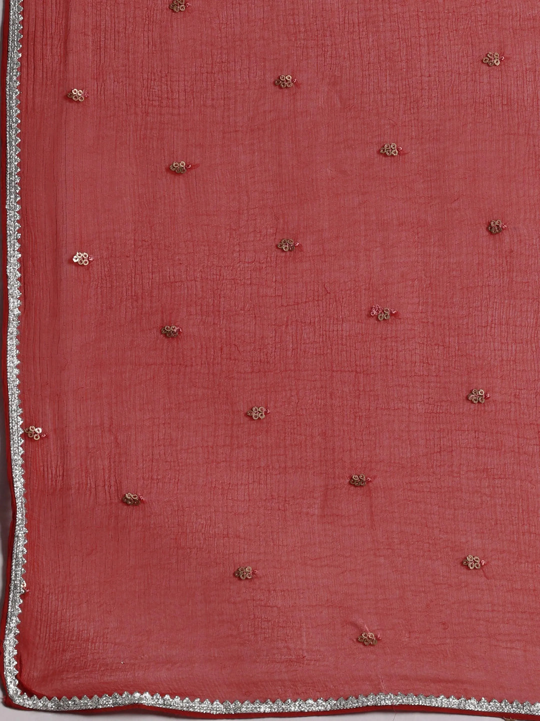 Red Printed Cotton Anarkali Suit With Dupatta - Libas 
