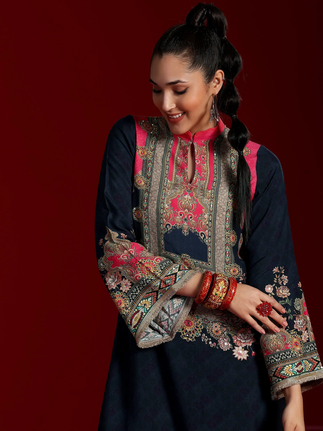  Libas Art Multi Printed Silk Blend Co-Ords 