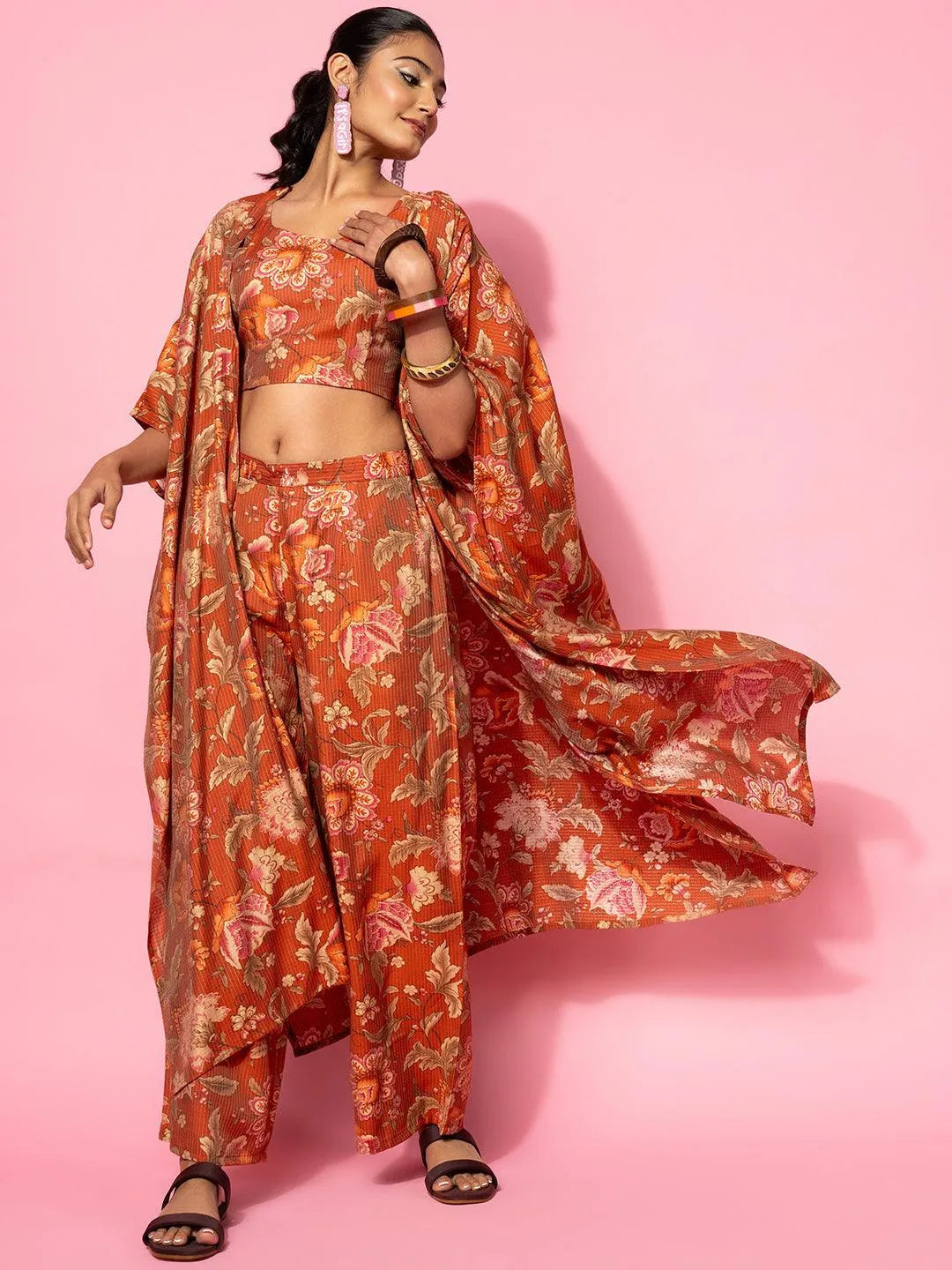  Rust Printed Cotton 3 Piece Co-Ords 