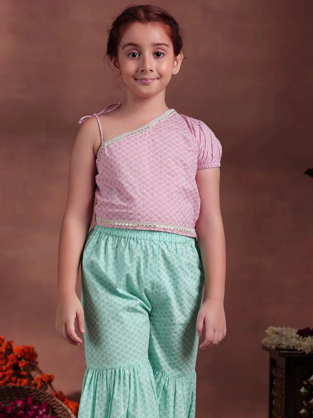  Kids Pink Printed Cotton Co-Ords 