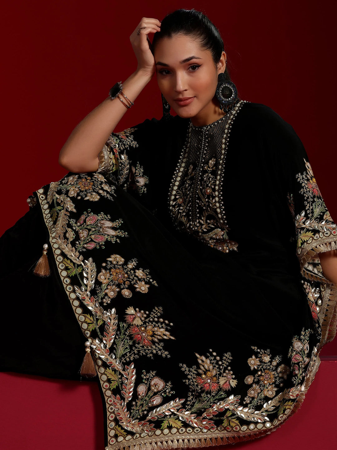  Libas Art Black Printed Silk Blend Co-Ords 