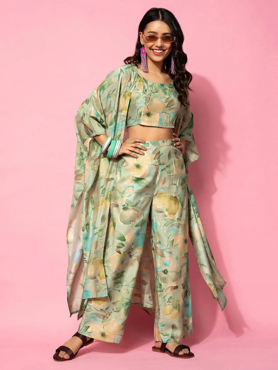 Green Printed Cotton Co-Ords - Libas 