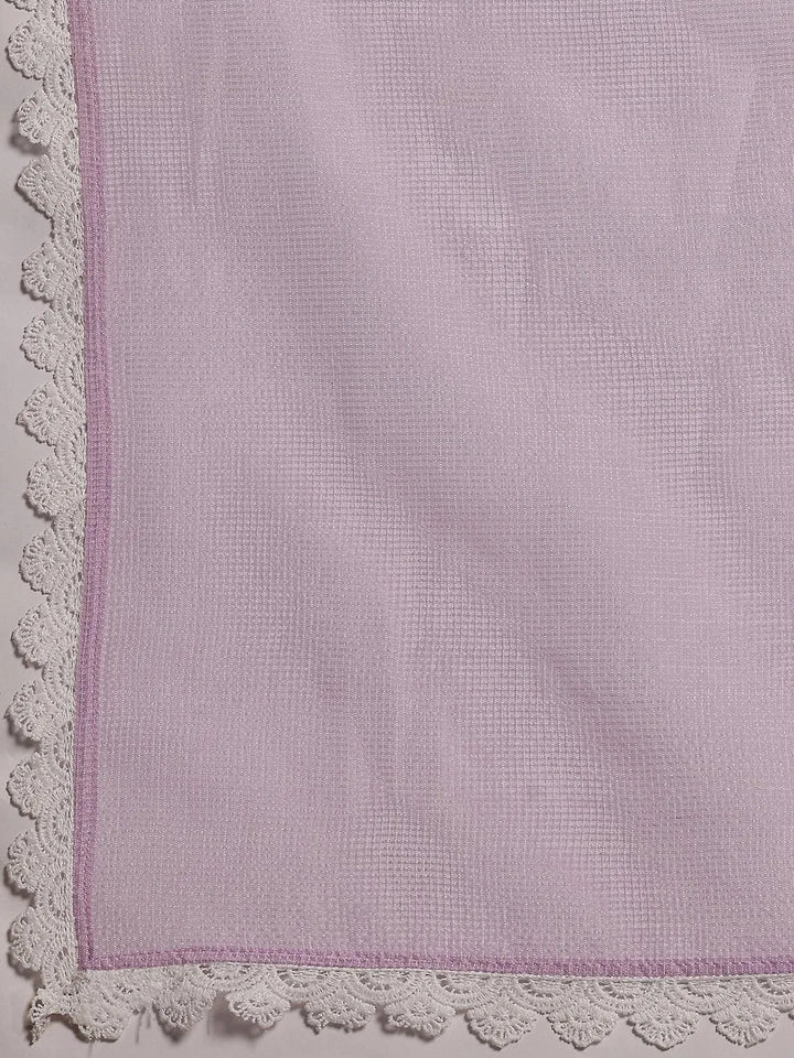 Lavender Embroidered Cotton Straight Suit With Dupatta - Libas