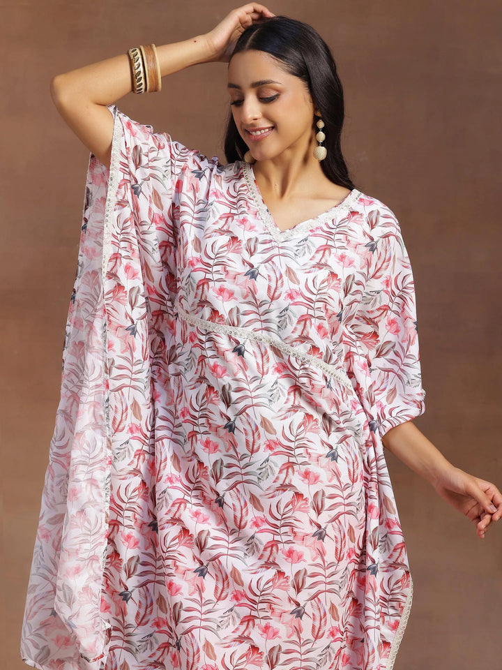 Cream Printed Silk Blend Co-Ords - Libas