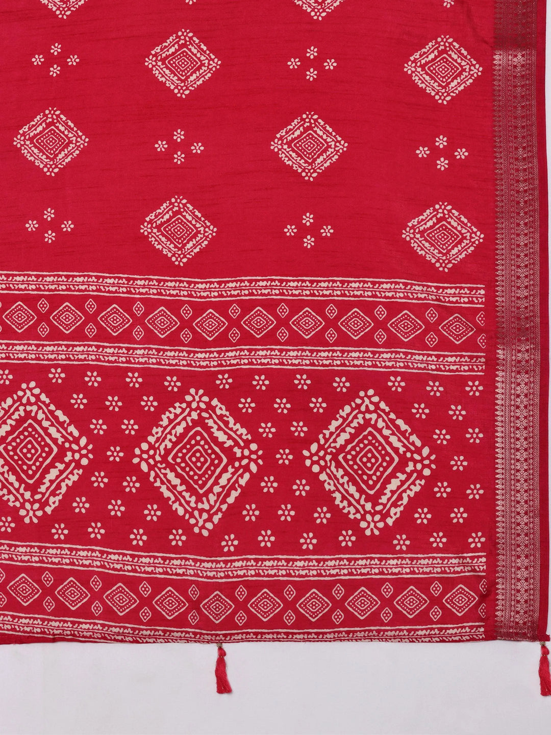 Pink Printed Silk Blend Saree With Unstitched Blouse Piece - Libas 